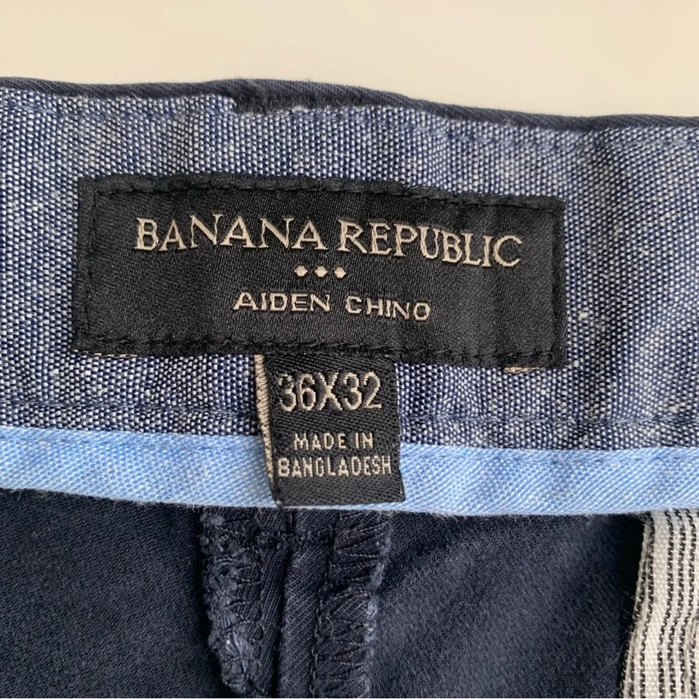 Banana Republic Aiden Chino Pants Flat Front In Navy Blue Straight Leg 36 x 32
